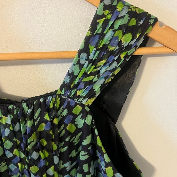 David Meister Sleeveless Abstract Blue Green Ruched Sheath Dress 6 - Picture 7 of 10